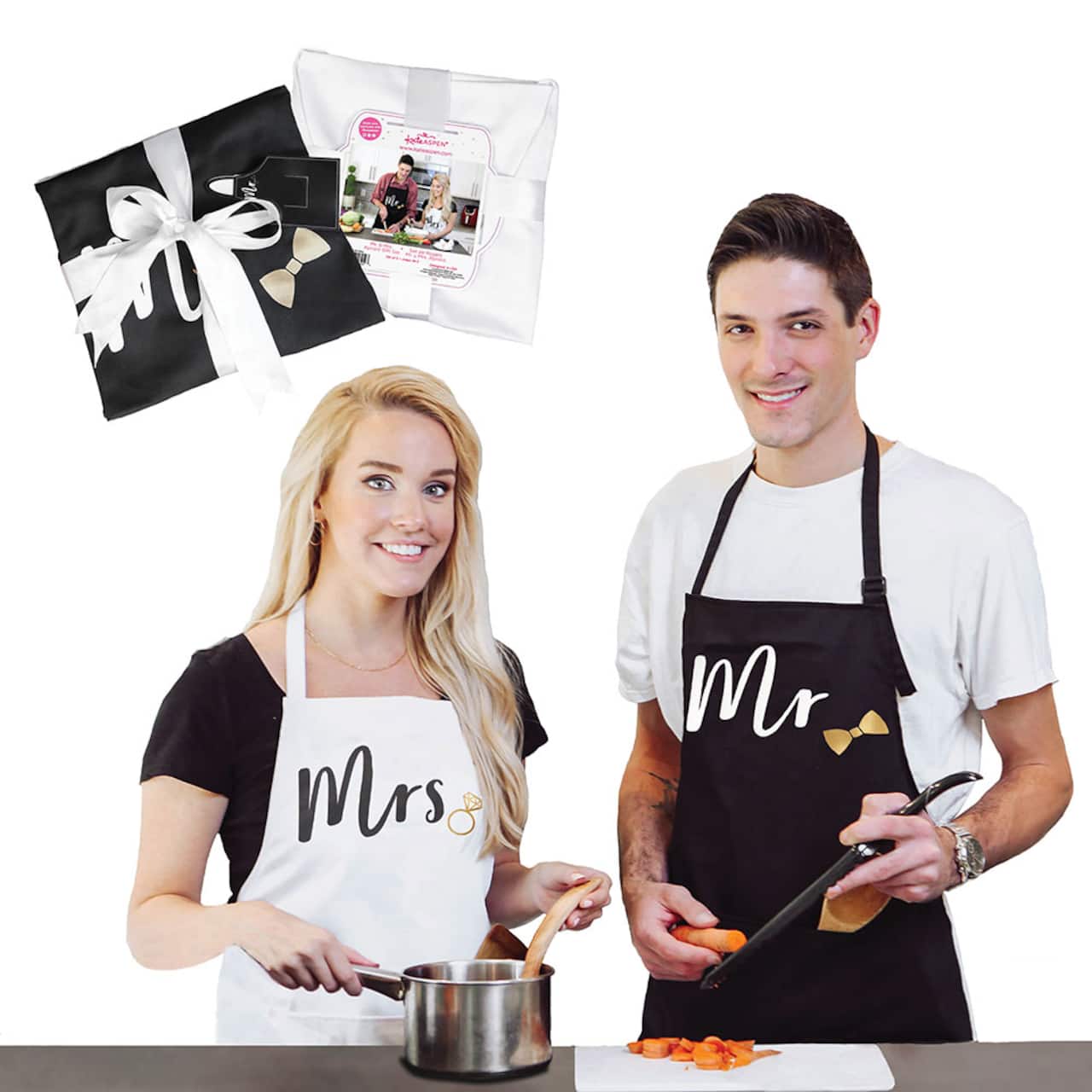 Kate Aspen&#xAE; Mr. &#x26; Mrs. Couples Apron Gift Set